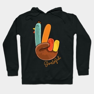 Peace Sign Turkey Greatful Retro Thanksgiving Turkey Hoodie